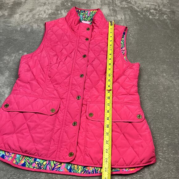 Lilly Pulitzer Puffer Vest Womens L Pink Preppy Golf Coquette - Picture 7 of 7